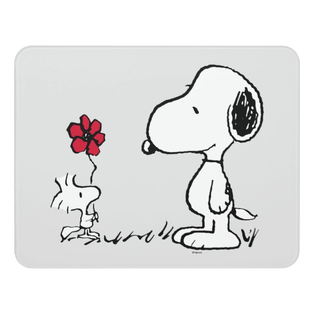 Peanuts | Snoopy & Woodstock Red & Black Door Sign (Contemporary Front)