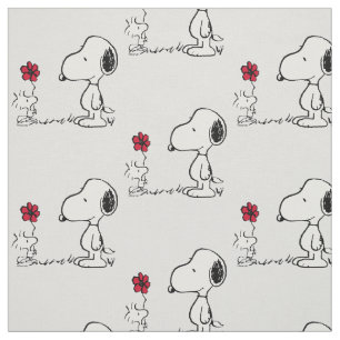 Peanuts Snoopy & Woodstock Red & Black Fabric