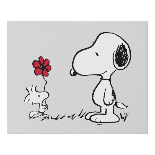 Peanuts  Snoopy  Woodstock Red  Black Faux Canvas Print