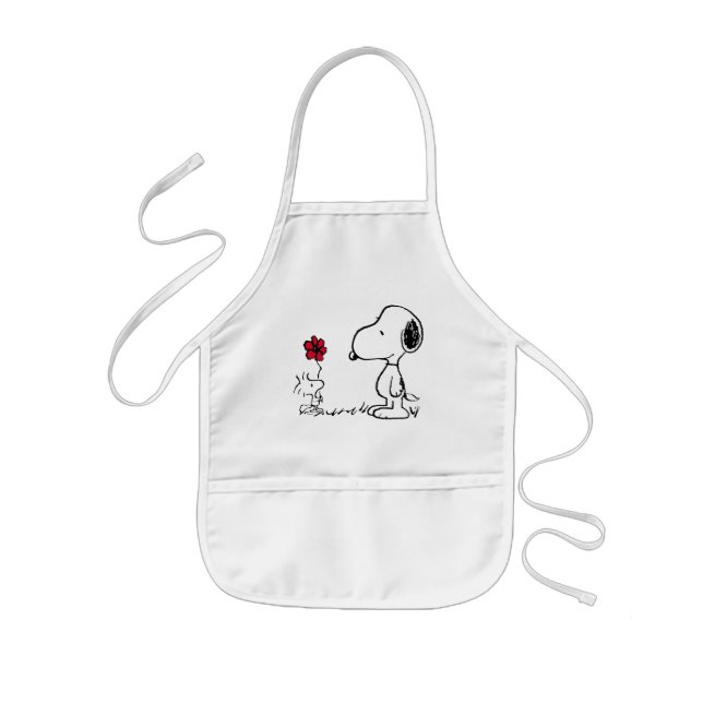 Peanuts | Snoopy & Woodstock Red & Black Kids' Apron (Front)