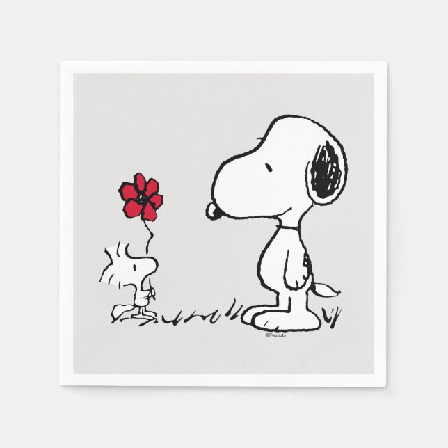 Peanuts | Snoopy & Woodstock Red & Black Napkins (Front)