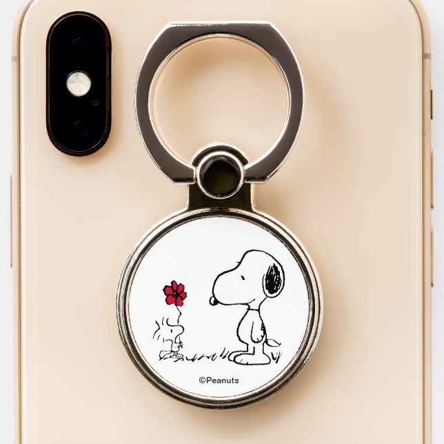 Peanuts | Snoopy & Woodstock Red & Black Phone Ring Stand (Close Up)