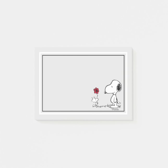 Peanuts | Snoopy & Woodstock Red & Black Post-it Notes (Front)