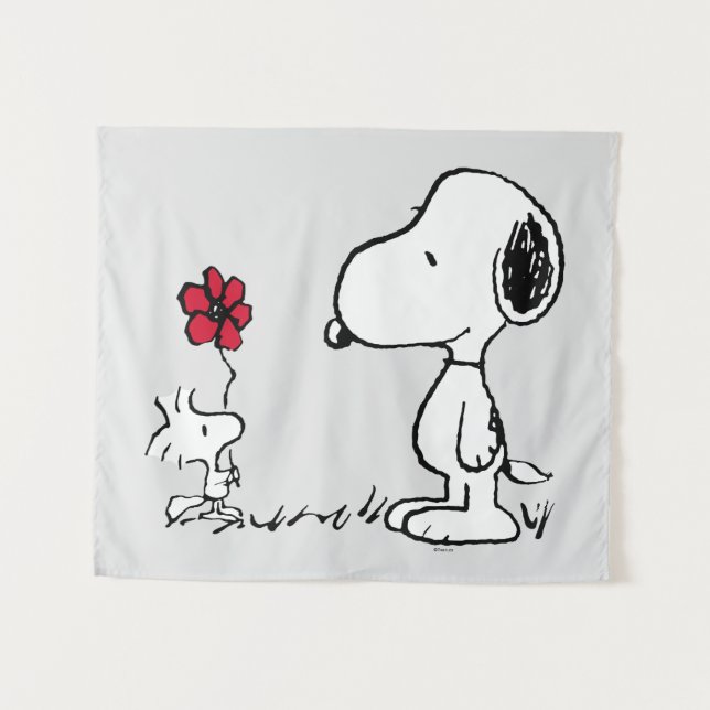 Peanuts | Snoopy & Woodstock Red & Black Tapestry (Front (Horizontal))