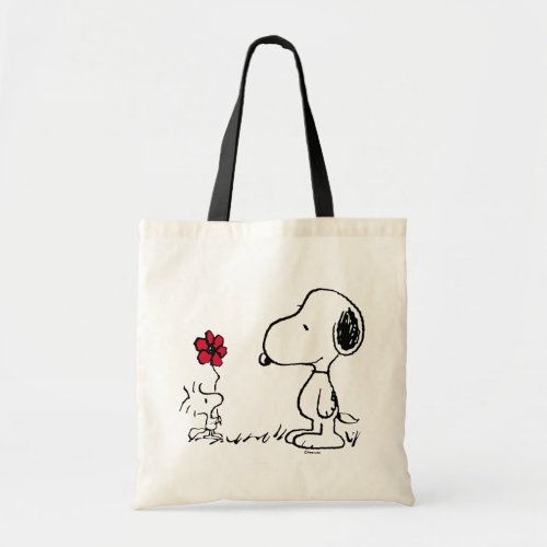Peanuts  Snoopy  Woodstock Red  Black Tote Bag