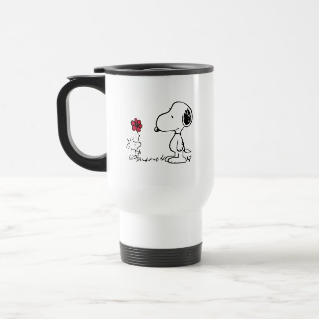 Peanuts | Snoopy & Woodstock Red & Black Travel Mug (Left)
