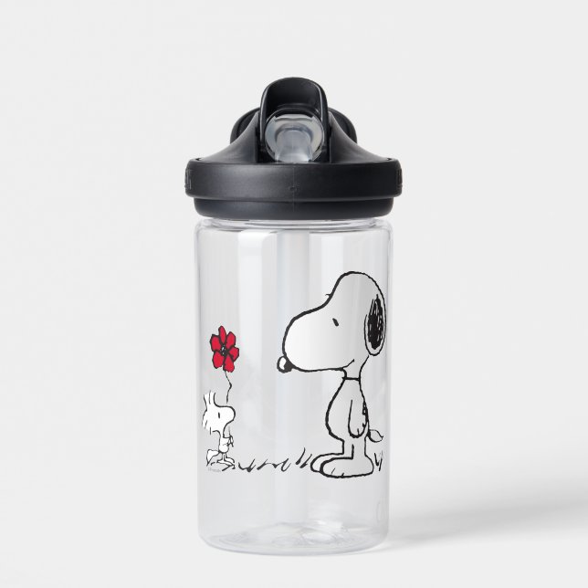 Peanuts | Snoopy & Woodstock Red & Black Water Bottle (Front)