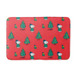 Peanuts | Snoopy &amp; Woodstock Red Christmas Pattern Bath Mat