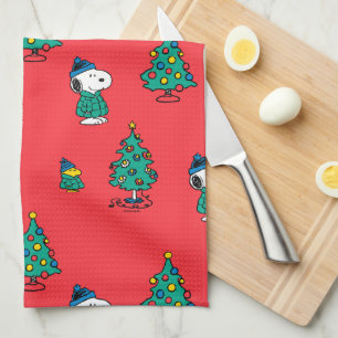 Peanuts Snoopy & Woodstock Red Christmas Pattern Kitchen Towel