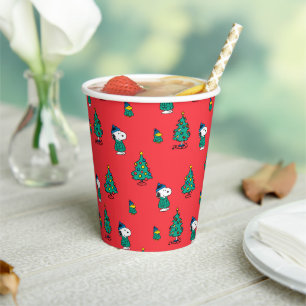 Peanuts Snoopy & Woodstock Red Christmas Pattern Paper Cups