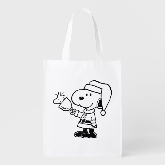 Peanuts | Snoopy & Woodstock Ringing Bells Grocery Bag (Front)