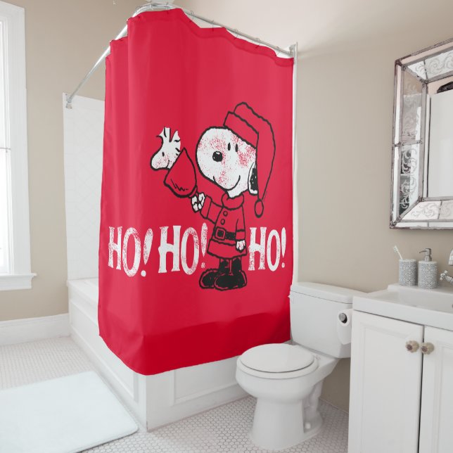 Peanuts | Snoopy & Woodstock Ringing Bells Shower Curtain (In Situ)