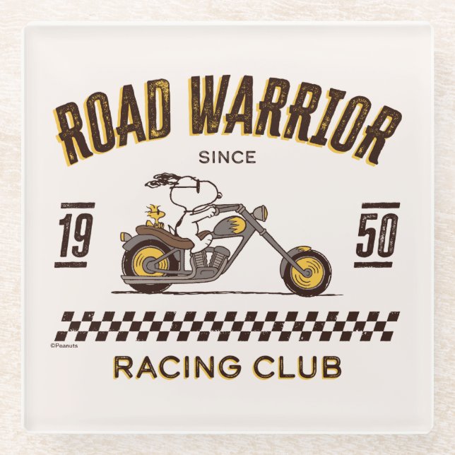 Peanuts | Snoopy & Woodstock Road Warriors Glass Coaster (Front)