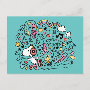 Peanuts   Snoopy & Woodstock Roller Skating Postcard