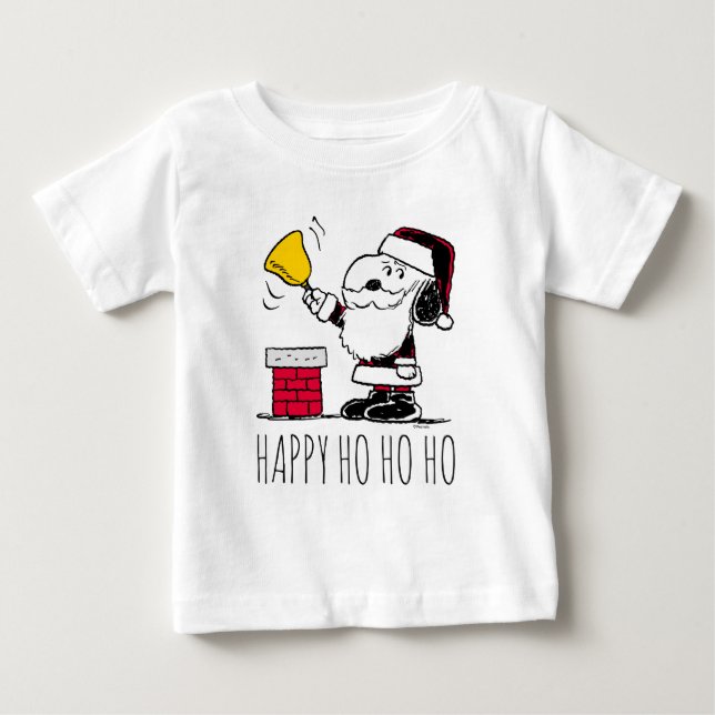 Peanuts | Snoopy & Woodstock Santa Bell Ringer Baby T-Shirt (Front)