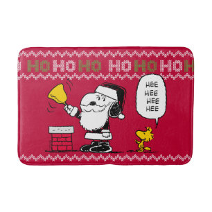 Peanuts   Snoopy & Woodstock Santa Bell Ringer Bath Mat