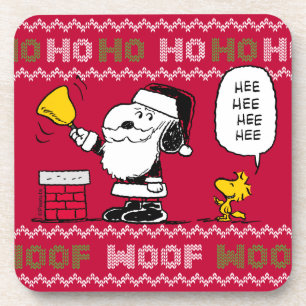 Peanuts Snoopy & Woodstock Santa Bell Ringer Beverage Coaster