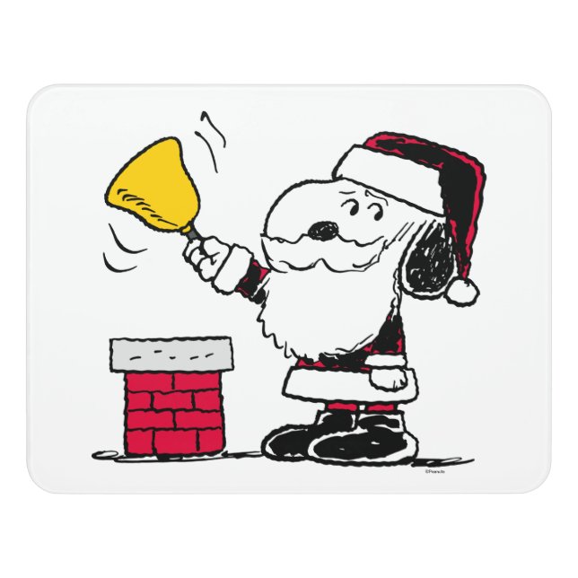 Peanuts | Snoopy & Woodstock Santa Bell Ringer Door Sign (Contemporary Front)