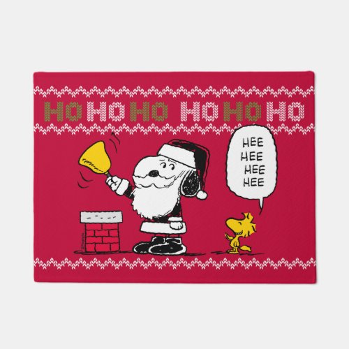 Peanuts  Snoopy  Woodstock Santa Bell Ringer Doormat