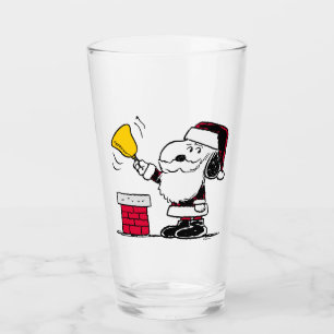 Peanuts   Snoopy & Woodstock Santa Bell Ringer Glass