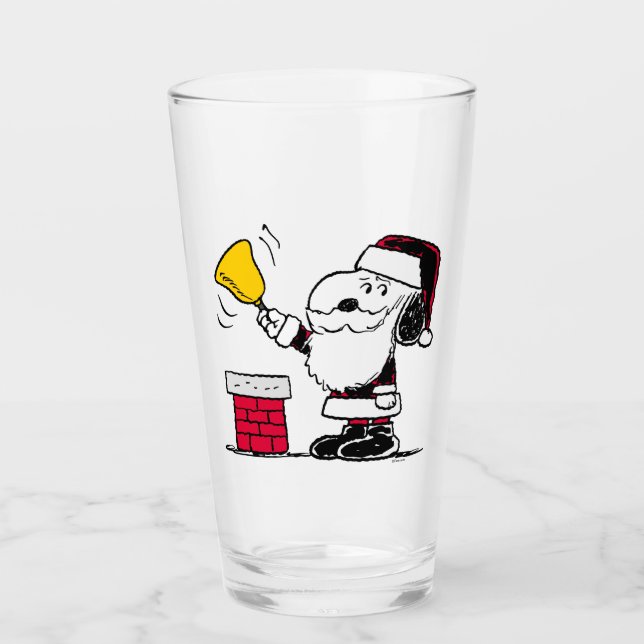 Peanuts | Snoopy & Woodstock Santa Bell Ringer Glass (Front)
