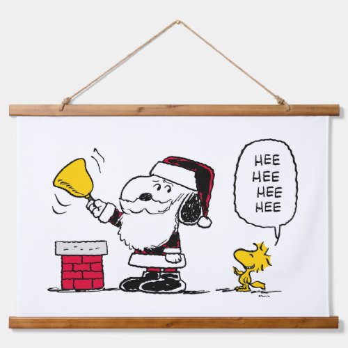 Peanuts  Snoopy  Woodstock Santa Bell Ringer Hanging Tapestry