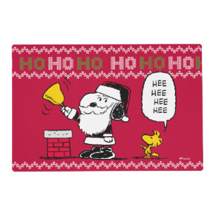 Peanuts Snoopy & Woodstock Santa Bell Ringer Placemat