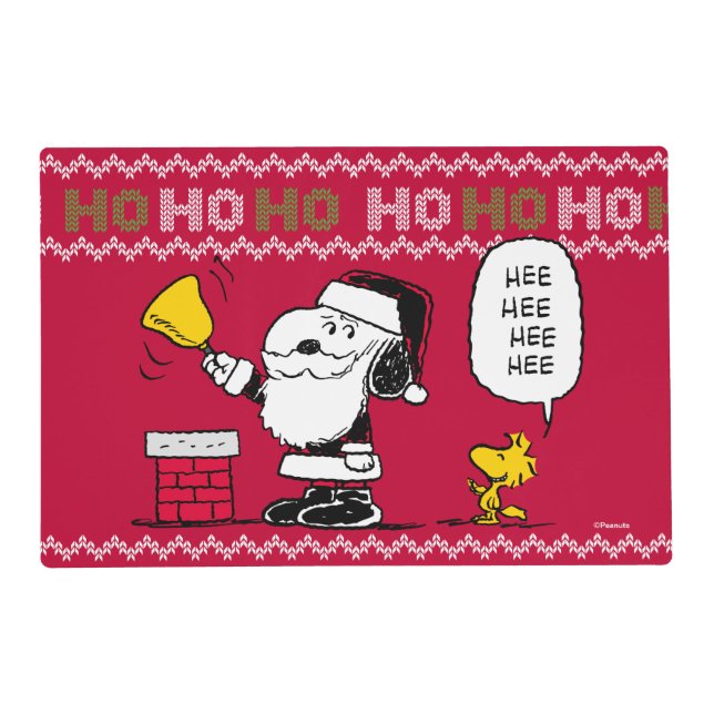 Peanuts | Snoopy & Woodstock Santa Bell Ringer Placemat (Front)