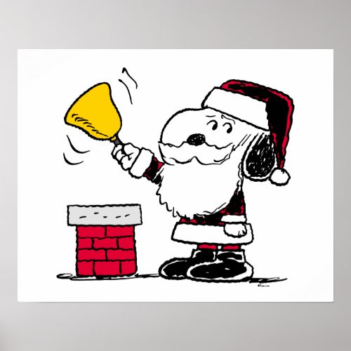 Peanuts  Snoopy  Woodstock Santa Bell Ringer Poster