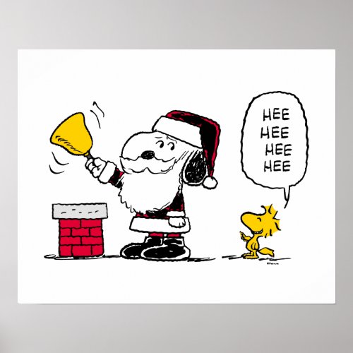 Peanuts  Snoopy  Woodstock Santa Bell Ringer Poster