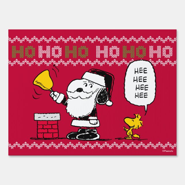 Peanuts | Snoopy & Woodstock Santa Bell Ringer Sign (Front)