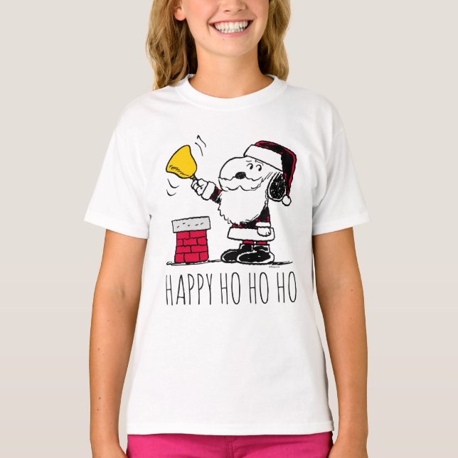 Peanuts | Snoopy & Woodstock Santa Bell Ringer T-Shirt (Front)