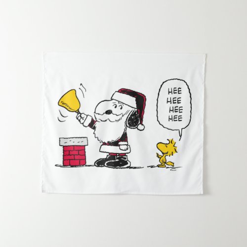 Peanuts  Snoopy  Woodstock Santa Bell Ringer Tapestry