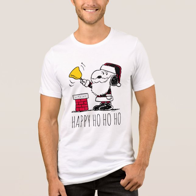 Peanuts | Snoopy & Woodstock Santa Bell Ringer Tri-Blend Shirt (Front)