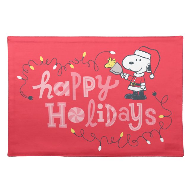 Peanuts | Snoopy & Woodstock Santa Claus Cloth Placemat (Front)
