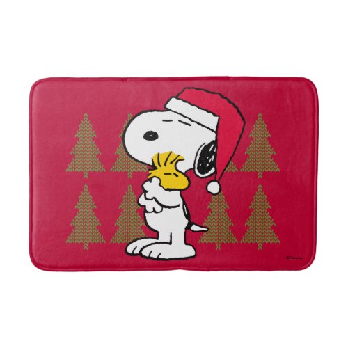Peanuts  Snoopy  Woodstock Santa Claus Hug Bath Mat