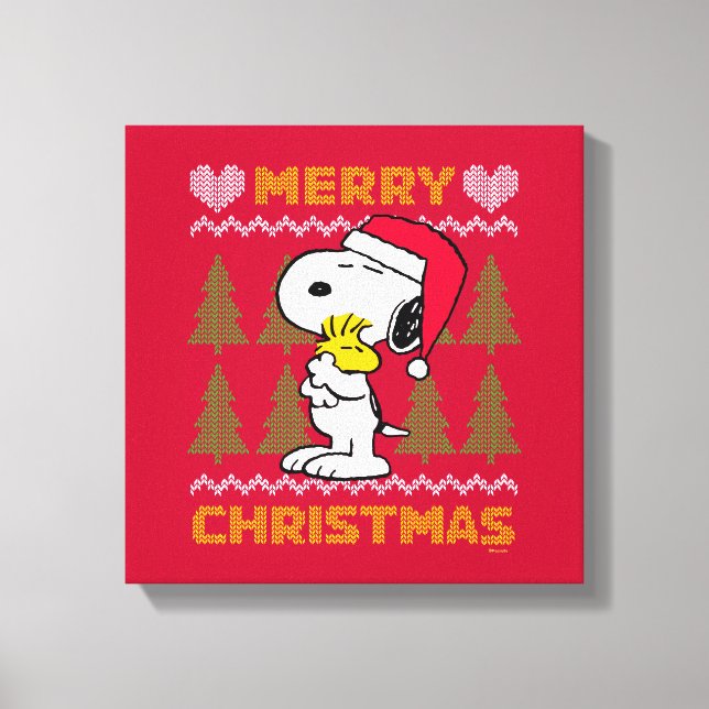 Peanuts | Snoopy & Woodstock Santa Claus Hug Canvas Print (Front)