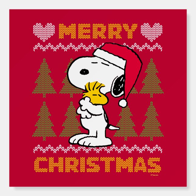 Peanuts | Snoopy & Woodstock Santa Claus Hug Foam Board (Front)