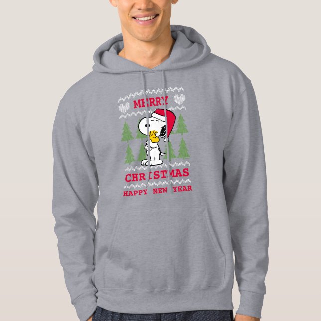 Peanuts | Snoopy & Woodstock Santa Claus Hug Hoodie (Front)