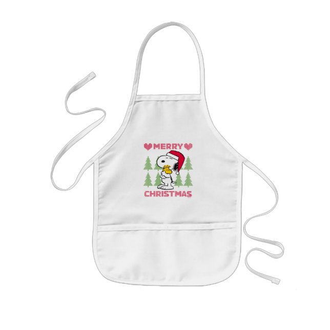Peanuts | Snoopy & Woodstock Santa Claus Hug Kids' Apron (Front)
