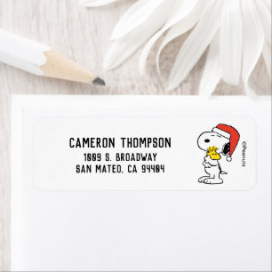 Peanuts   Snoopy & Woodstock Santa Claus Hug Label