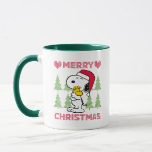 Peanuts Snoopy & Woodstock Santa Claus Hug Mug
