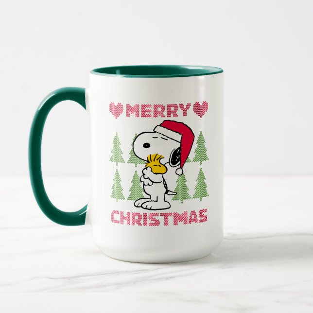 Peanuts | Snoopy & Woodstock Santa Claus Hug Mug (Left)