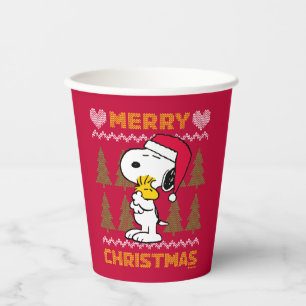 Peanuts Snoopy & Woodstock Santa Claus Hug Paper Cups