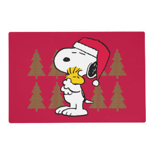 Peanuts   Snoopy & Woodstock Santa Claus Hug Placemat