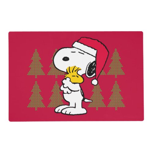 Peanuts  Snoopy  Woodstock Santa Claus Hug Placemat