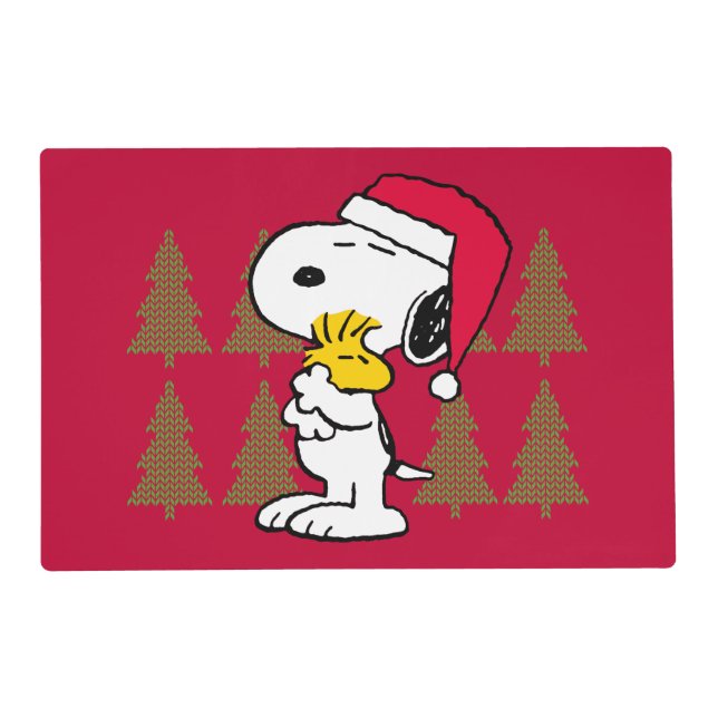Peanuts | Snoopy & Woodstock Santa Claus Hug Placemat (Front)