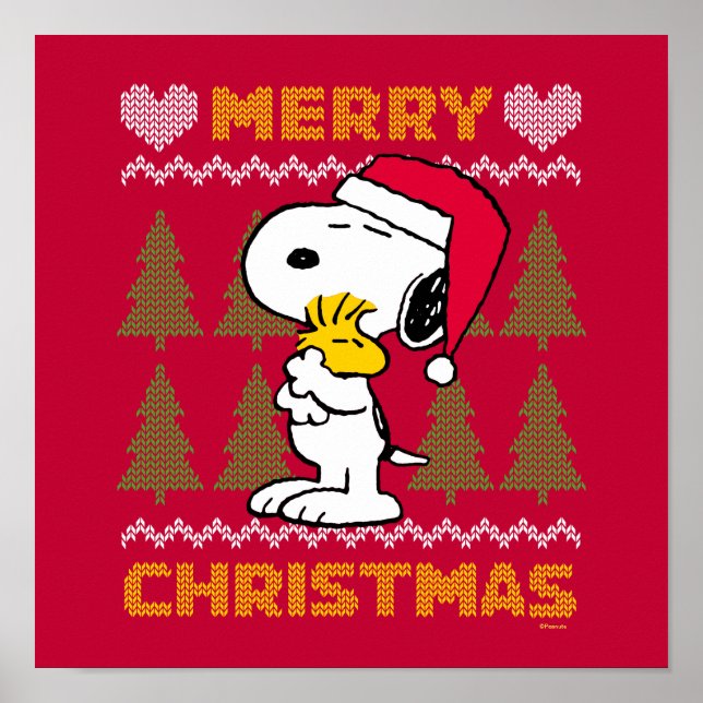 Peanuts | Snoopy & Woodstock Santa Claus Hug Poster (Front)