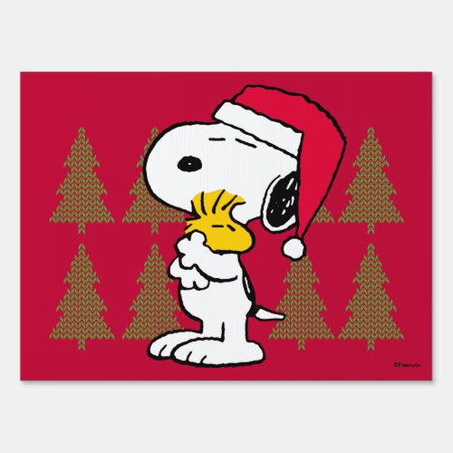 Peanuts  Snoopy  Woodstock Santa Claus Hug Sign