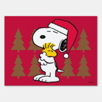 Peanuts | Snoopy & Woodstock Santa Claus Hug Sign